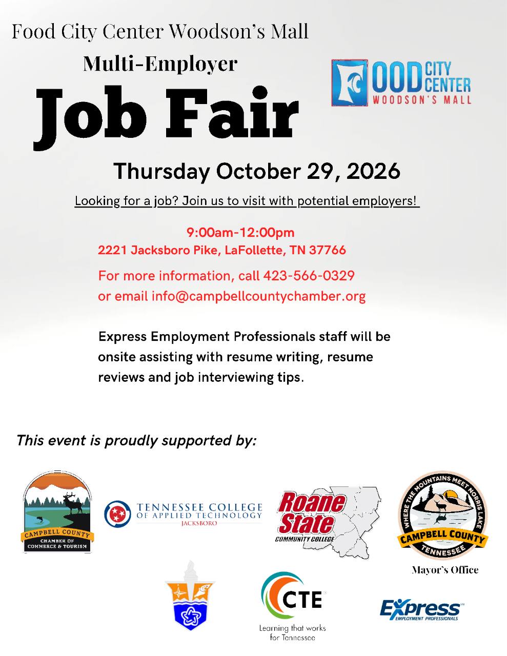 Multi-Employer Job Fair — Woodson’s Mall — hiring flyer